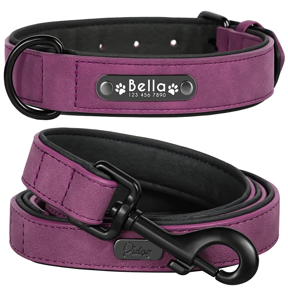 Custom Leather Dog Collar & Leash Set 7
