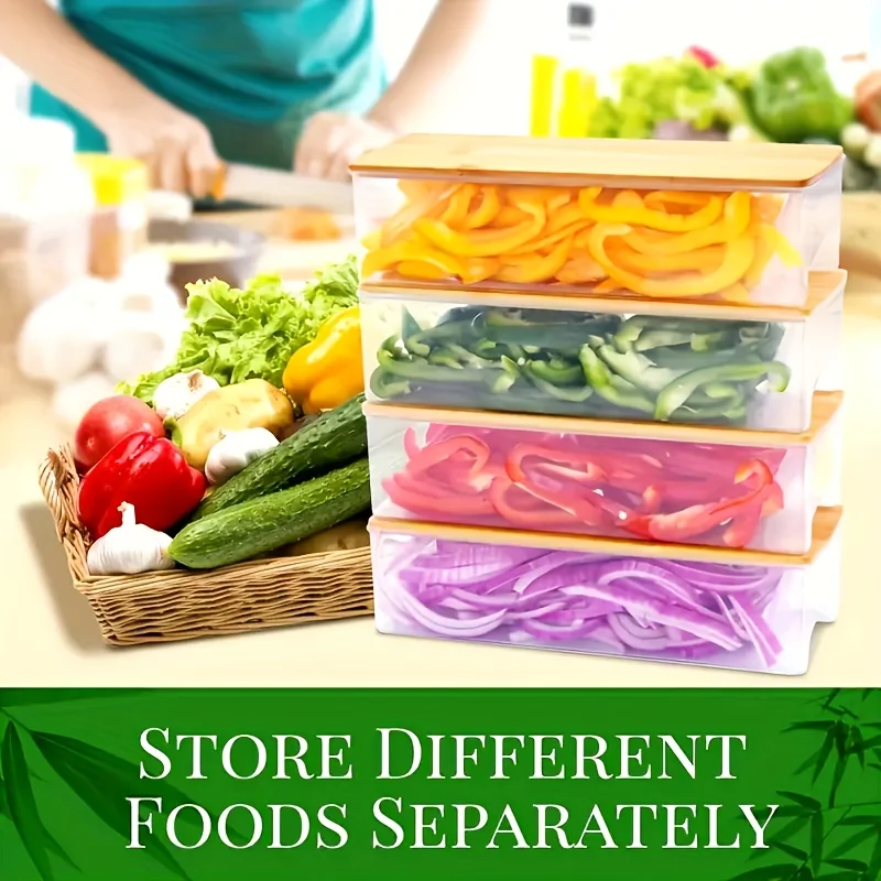 Bamboo Cutting Board With Containers - Meal Prep Station With Removable Top Kitchen Boards & Food Storage Tray With Lids