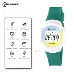Children's Digital Sports Watch - Waterproof Pink Alarm & Stopwatch Wristwatch (Light Green)