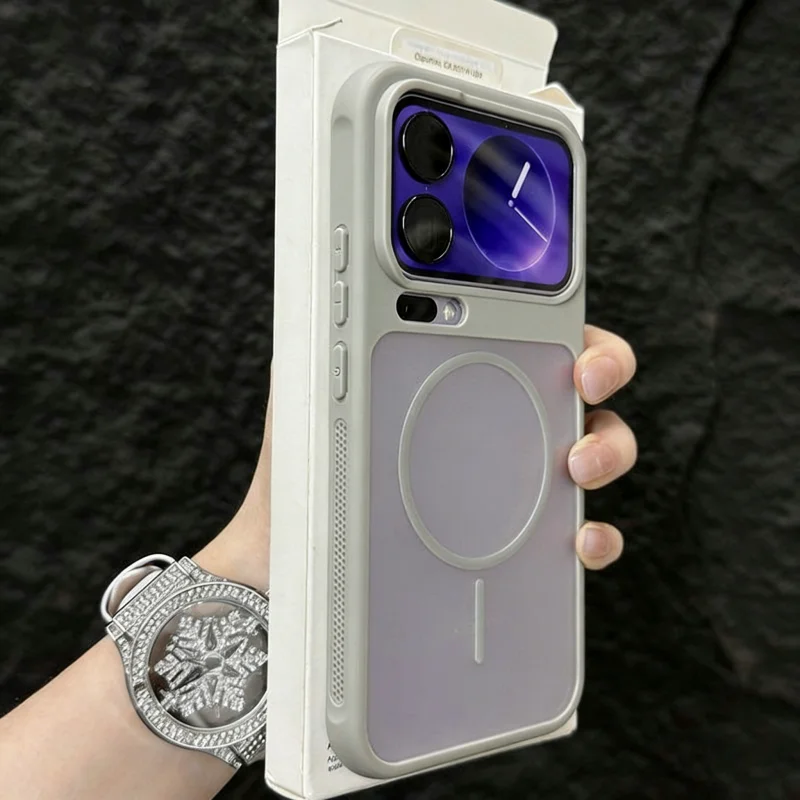 Enhanced Magnetic Shockproof Translucent Armor Case - Matte Finish, Wireless Charging Supported