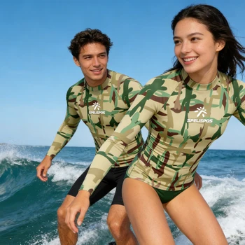 Quick Drying Men's and Women's Rash Guard Long Sleeves Sun Protection Swim Surfing Shirts for Surfing and All Outdoor 1