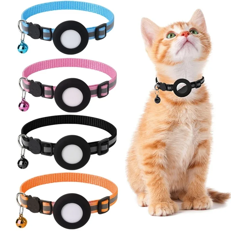 

Cat Dog Collar Airtag Reflective Anti-lost Location Tracker Puppy Kitten Collar For Apple Air Tag Case and Bell for Pet Girl Boy