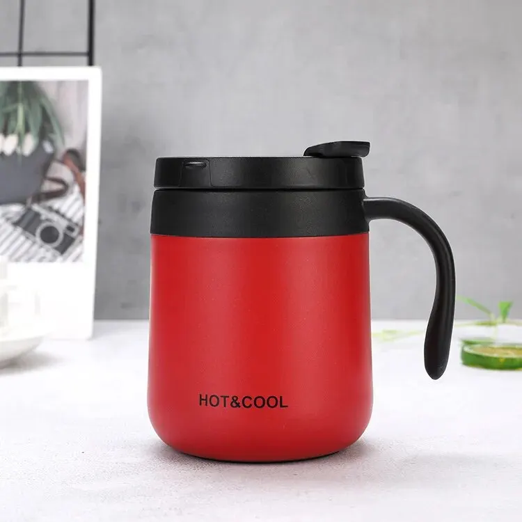 Insulated Stainless Steel Coffee Mug with Handle - Double Wall Thermal Tumbler with Lip