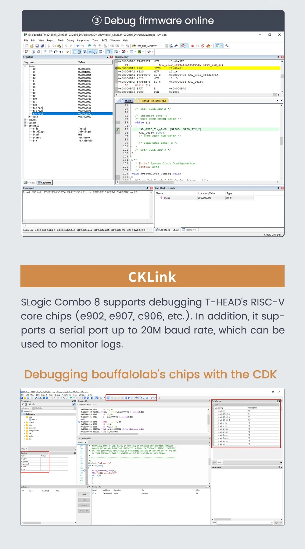 Sipeed SLogic Combo 8 SLogic Analyzer DAPLink CKLink Debugger Tool Debug Serial