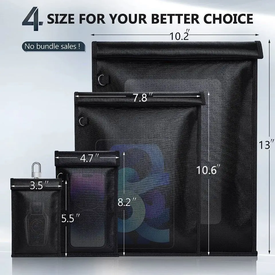 방수 도난 방지 S/M/L/XL 자동차 키 휴대 전화 신호 차폐 가방 RFID 신호 차폐 차단기 안전 보관 주머니 케이스