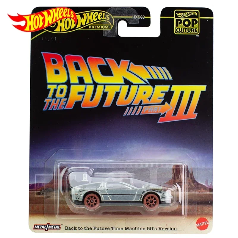 Original Hot Wheels premium Car Pop Culture Back To The Future Time Machine 50‘ Version 1/64 Diecast Vehicle Toys for Boys Gift original hot wheels premium car pop culture boys toys 1 64 diecast forza horizon ford escort datsun barbie vehicle time machine