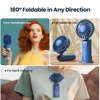 TOPK 5000mAh Mini Portable Fan USB Rechargeable Hand Held Fan,Small Pocket Fan 3 Speeds with Lanyard &Base,USB Desk Fan Foldable 6