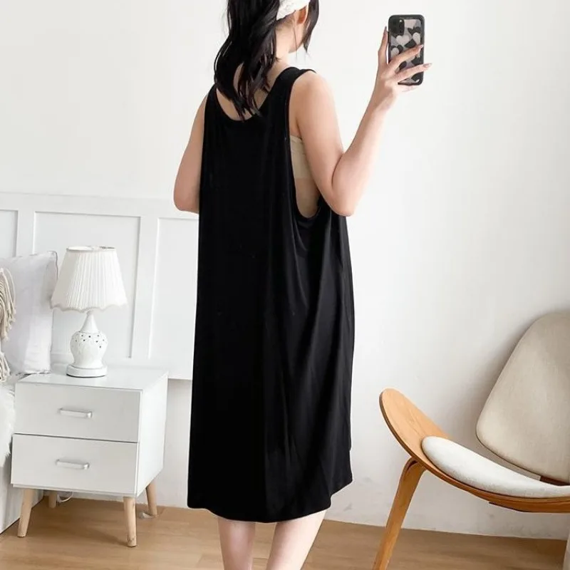 150kg 3XL Plus Size Women's Summer Loose Thin Loungewear Home Nightgown Korean Version Solid Sleeveless Vest Soft