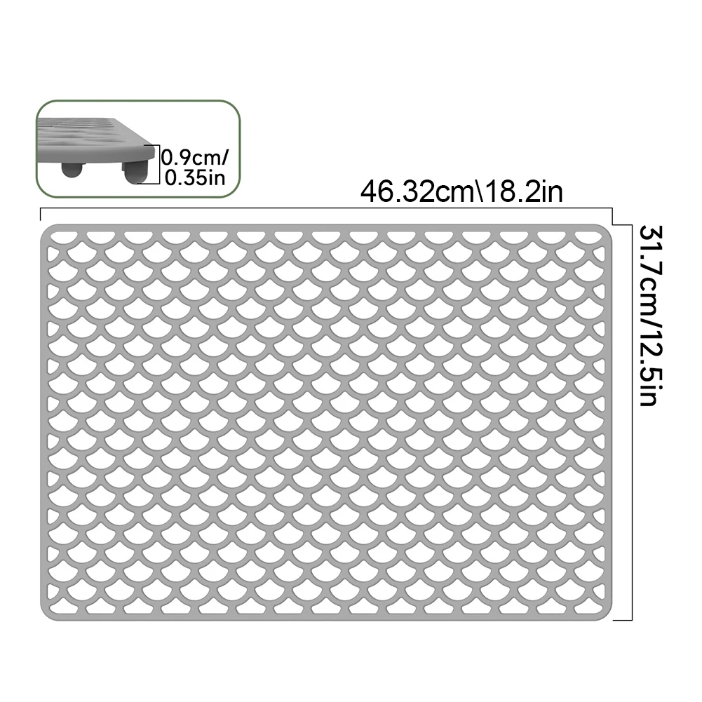 46x31.7cm 실리콘 주방 싱크 매트 내열성 중공형 스크래치 방지 바닥 보호 패드 물 배출 싱크 보호대 그리드