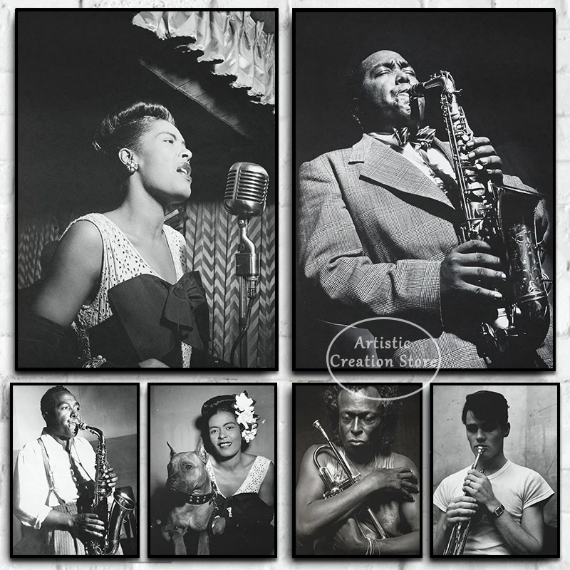 Vintage Jazz Poster Louis Persian Smile Canvas Painting Stampe Soggiorno Wall Art Home Birdland Jazz Club Art Wall Home