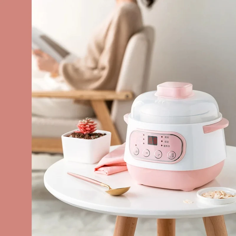 BS206 Automatic Electric Porridge Pot for Newborns, Ceramic Stewing Pot, Baby Food Cooking, Safe and Healthy Baby Products,