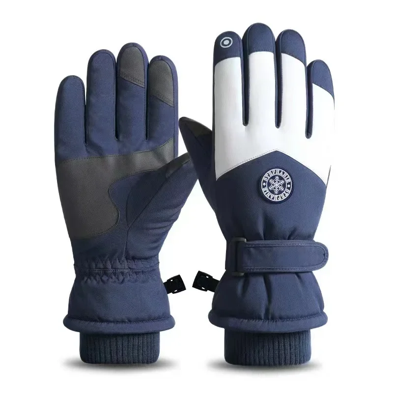 Touch Screen Round Label Ski Winter Outdoor Warm Sports Waterproof Non-slip Piled Thickened Warm Gloves