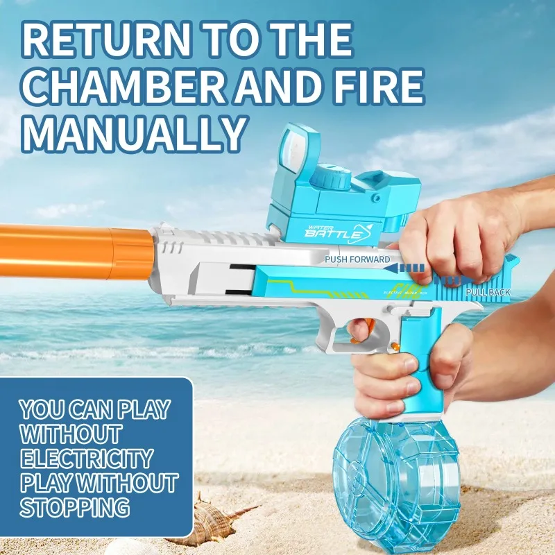 New Desert Eagle Linkage Electric Water Gun Large Capacity Blue Grey Water Gun Continuous Shot Water Fighting Kid Gun Toys Gift 4