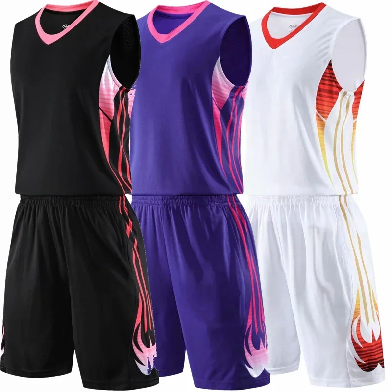 

Men Basketball Jersey Sets Uniforms Breathable Throwback Basketball Sports Kit Jerseys Shirts Shorts Quick Dry Custom game
