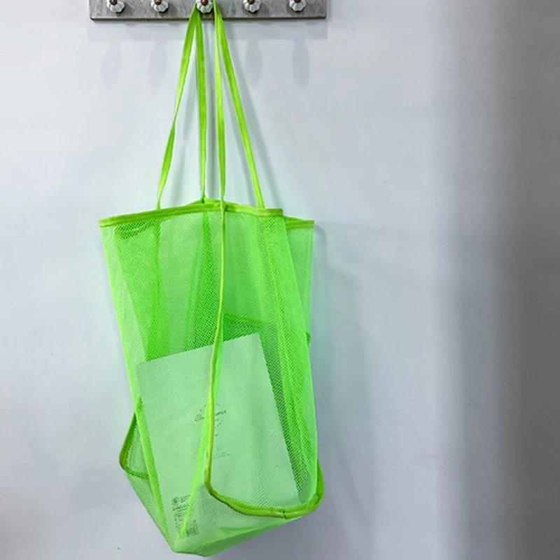 Women's Shoulder Bag Transparent Mesh Totes Net Beach  Large Capacity Handbag Foldable Fruit Grocery Fashion Armpit Shopping Bag