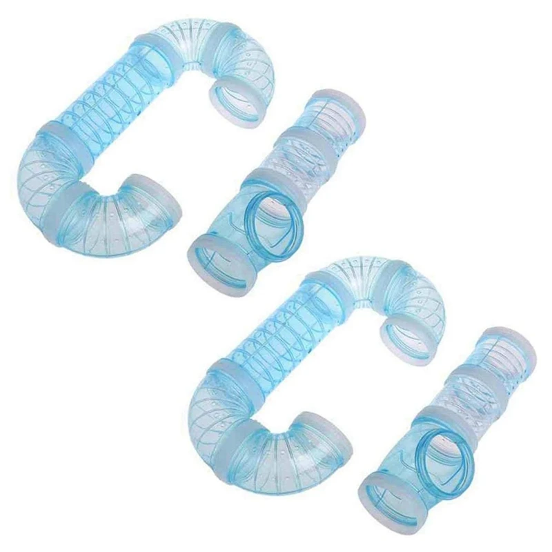 

2 Set Hamster Tubes, Adventure External Pipe Set Hamster Cage Toys To Expand Space DIY Creative Connection Tunnel Blue