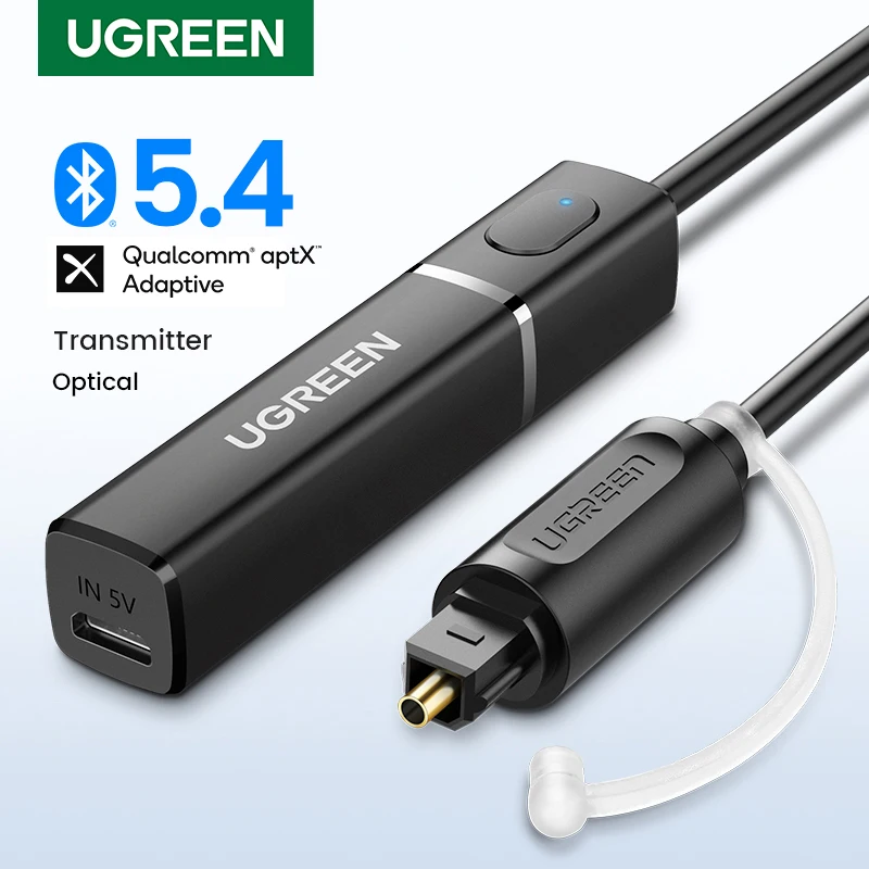 Bluetooth Transmitter UGREEN aptX HD Adaptive 5.4 TV PC HD Digital Toslink Optical SPDIF Adapter Audio Wireless