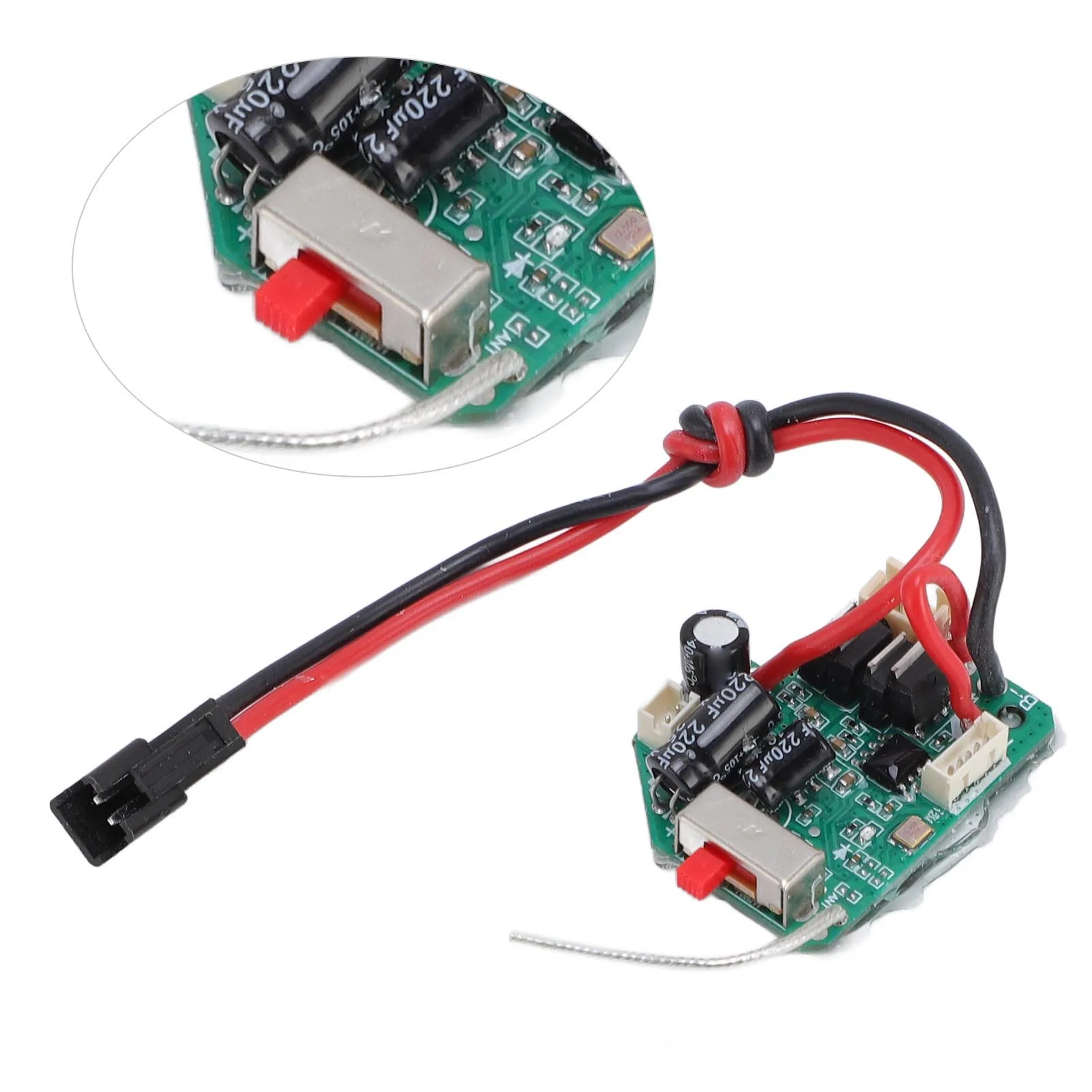 Récepteur ESC de rechange pour voiture RC 1:18, compatible HS 18301-18314, avec câbles et connecteurs visibles.