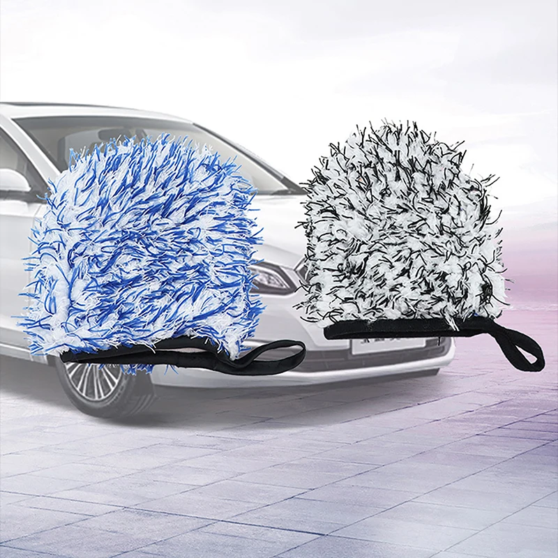 

1Pc Shag-pile Microfiber Car Wash Glove Double-Side Finger Pocket Car Wheel Wash Mitt for Car Cleaning Auto Detailing