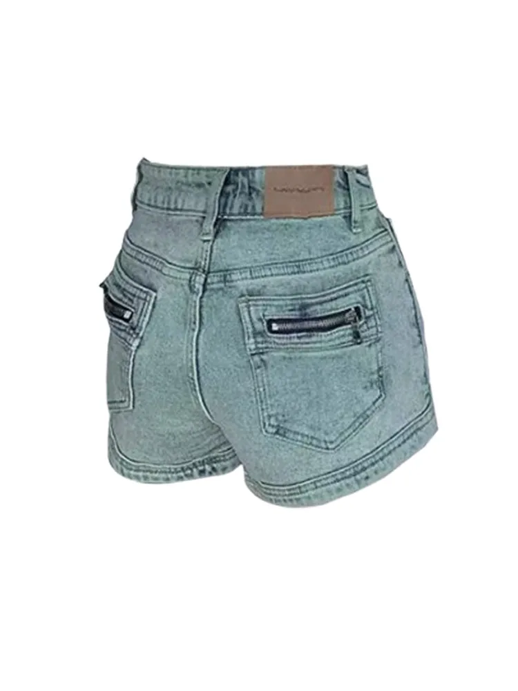 Koreanische Mode Gyaru Hot pants Clubwear hohe Taille Baumwolle Denim Shorts sexy gewaschene blaue Jeans Shorts Streetwear Tide High Street