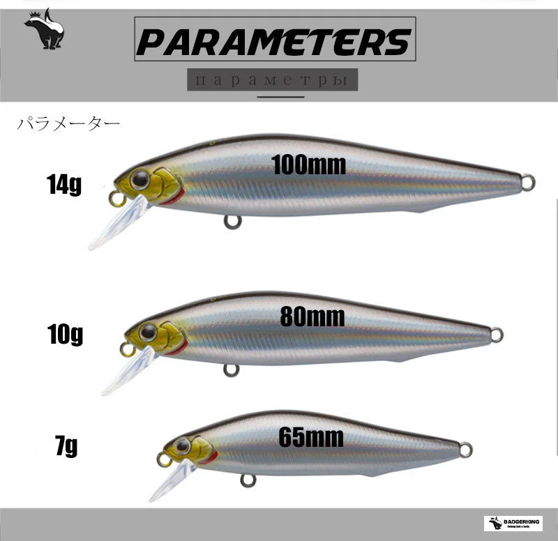 Description Picture 3 of itemArtificial Bait for Bass Fishing, Slow Sinking Lure, Epoxy Coated Minnow, Crankbait Wobblers, High Quality