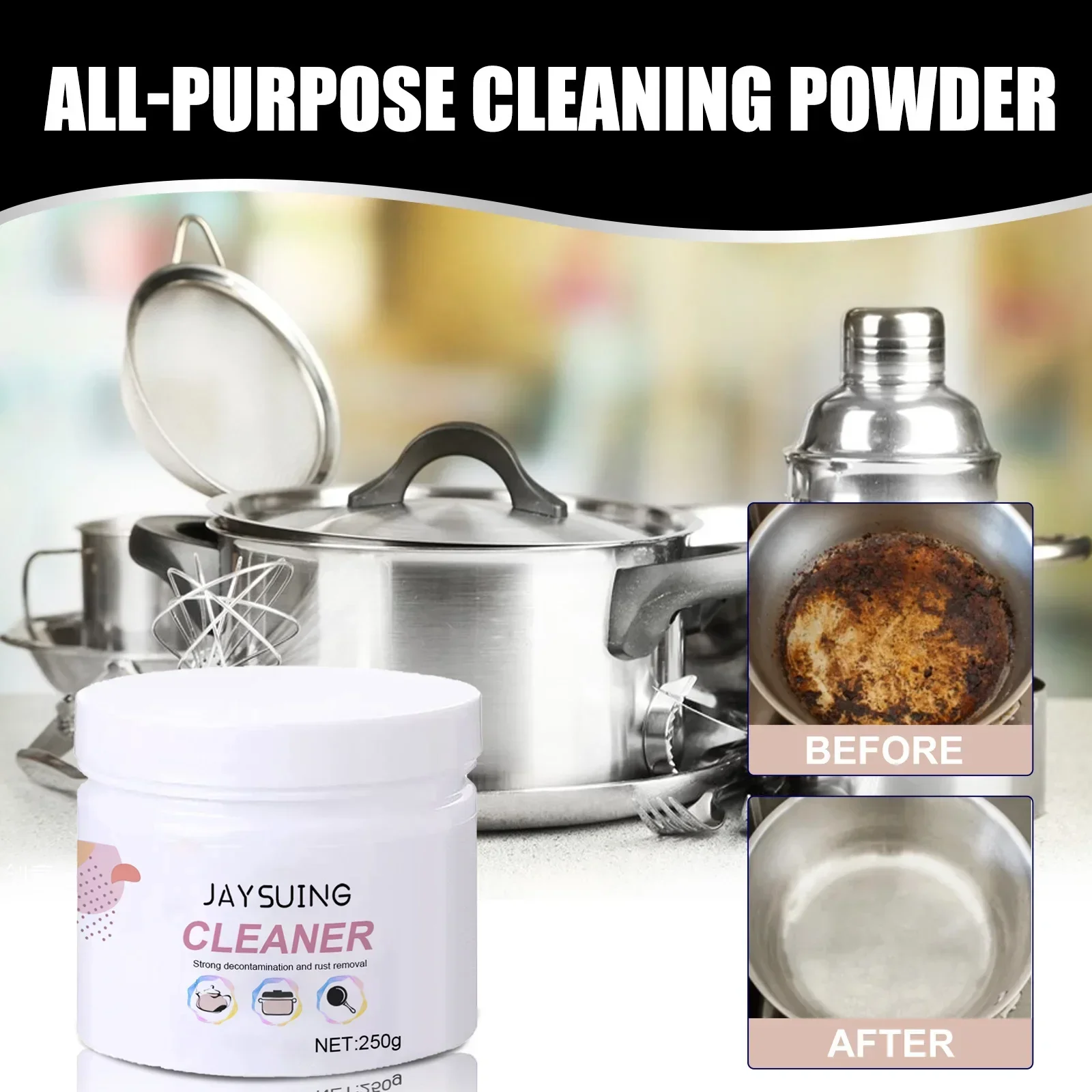Kitchen Foam Cleaning Powder Multi-purpose Kitchenware Rust Removal Range Hood Heavy Oil and Dirt Removal Cleaner