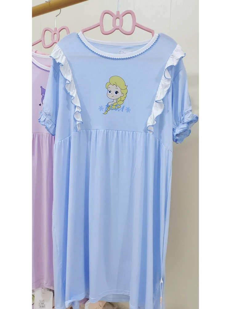 공주 스타일 잠옷 여아용 초박형 통기성 부드러운 와이드 홈웨어 시원한 느낌의 모달 아동 홈웨어
