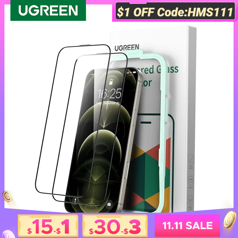 UGREEN for iPhone 16 15 14 13 12 Pro Max Screen Protector for iPhone 16 Plus Tempered Glass for iPhone 15 XR Glass 9D Films