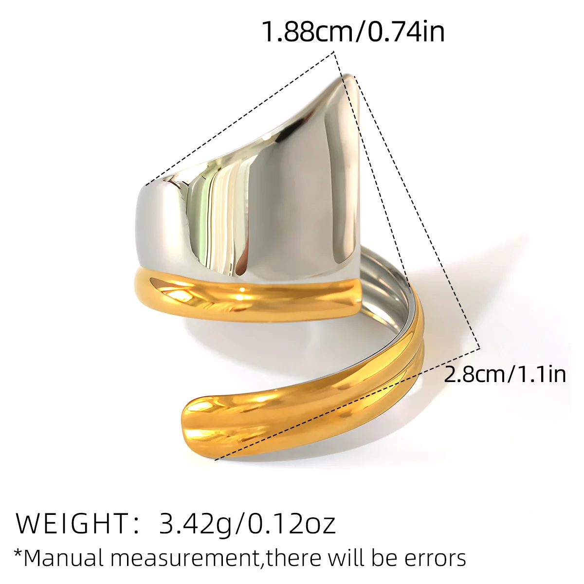 Exquisites Damen-Geometrie-Design, Ringe aus Edelstahl 304, 18 Karat vergoldet, wasserdicht, hochwertiger Damenschmuck für den täglichen Gebrauch usw – Detail 2