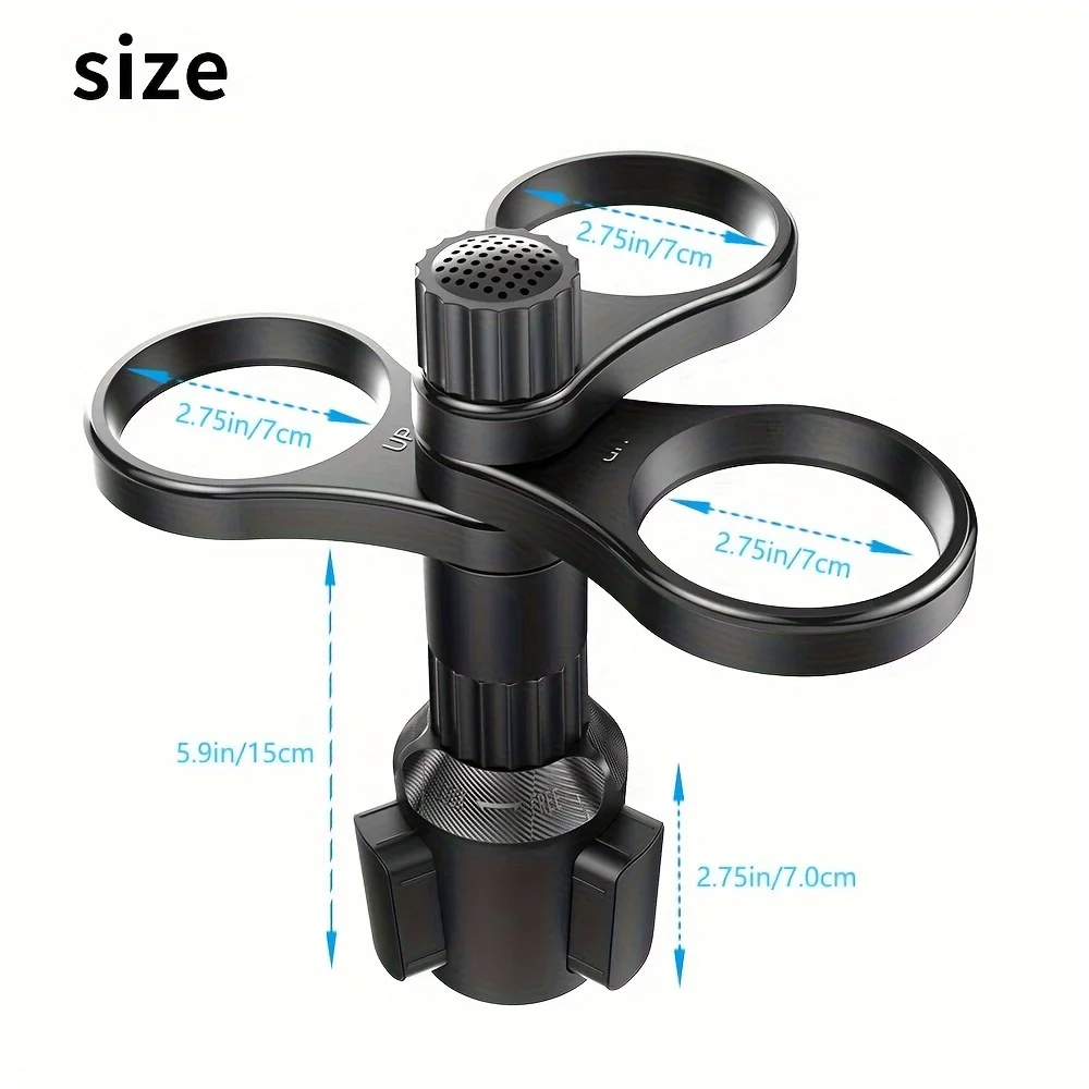 1개, 3컵 자동차 컵홀더, 확장형 자동차 컵홀더, 조절 가능한 베이스.