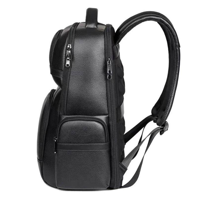 Men's Backpack Genuine Leather Laptop Backpack Waterproof Travel Backpack Teenager Boys Travel Bag Men Fashion School Bag 3