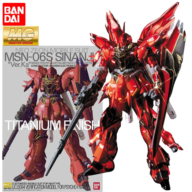 

In Stock BANDAI MG 1/100 Gundam Assembly Model MSN-06S Sinanju Ver.Ka Titanium Finish Anime Action Figures Collection Model Toy