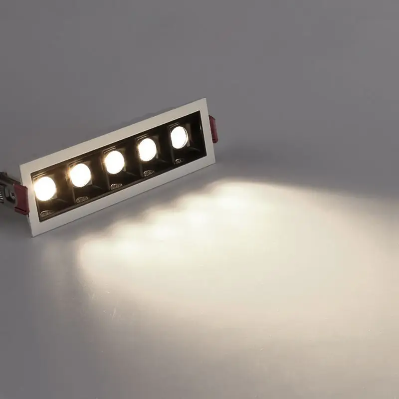Recessed Grille Light Led Spotlight Ceiling Lamp Black White COB Downlights Home Aisle Corridor Living Room Indoor Lighting