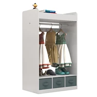 Kids Costume Organizer、 Costume Rack、Kids Armoire、Open Hanging Armoire Closet with Mirror-WHITE 2