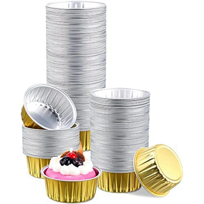 

Aluminum Foil Cups Mini Baking Cups Gold Cupcake Liners Disposable Round Foil Muffin Pans For Cooking,Birthday Party