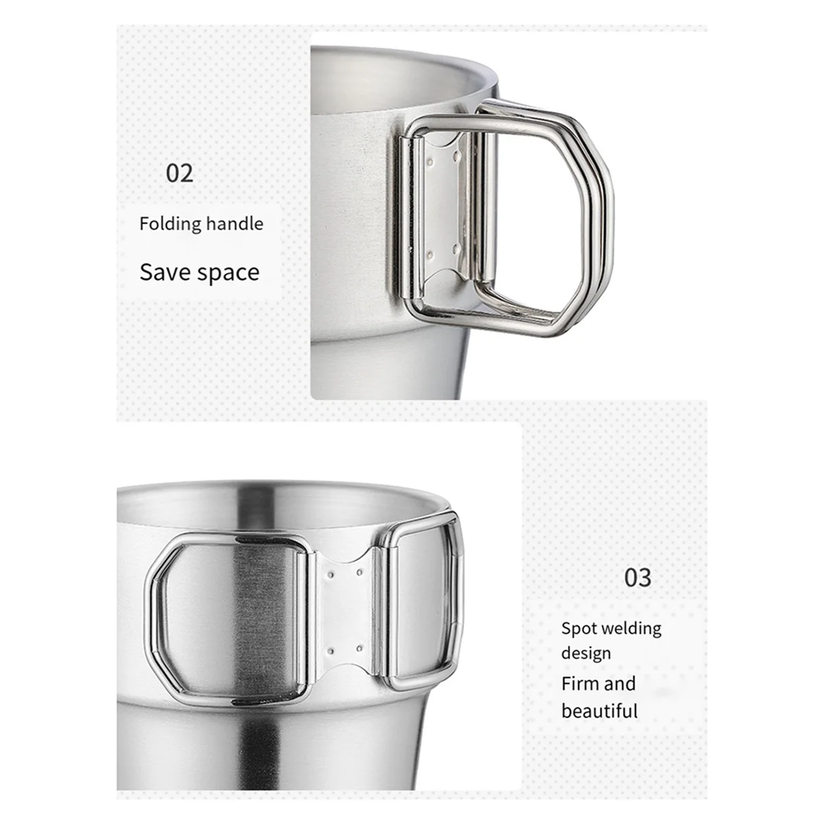 BAAU 3X Stainless Steel Cup Stackable Coffee Cup Outdoor Drinkware Water Beer Mug Camping Mug for Picnic Coffee