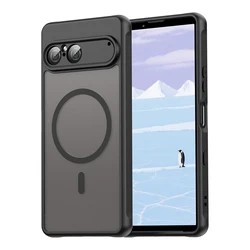 Translucent Shockproof Magnetic Charging Case - Matte Hard PC Cover - Sony Xperia 10 VII (Black)