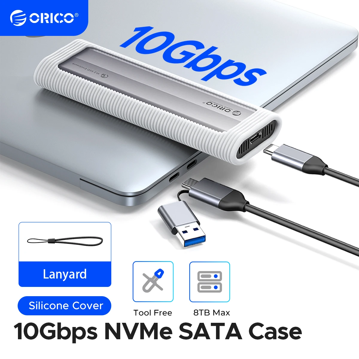 

ORICO M.2 NVMe SATA SSD Enclosure Tool-Free USB External 10Gbps M.2 NVMe to USB Adapter Support UASP for PCIe NVMe and SATA SSD