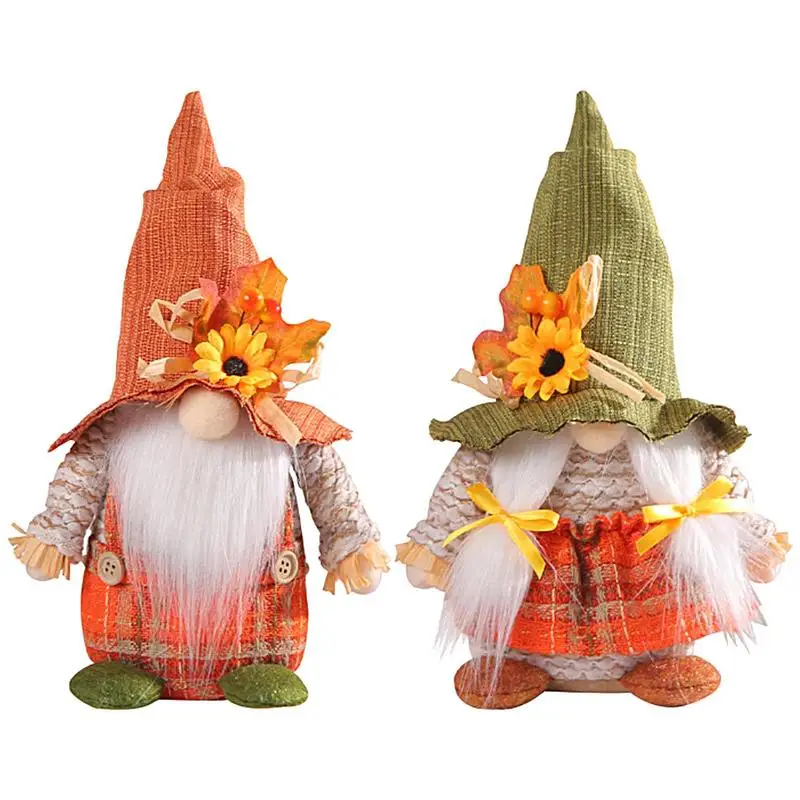 

Fall Gnomes Sunflower and Maple Leaves Holiday Gnome Figurine Ornament Faceless Doll for Christmas Thanksgiving Decorations