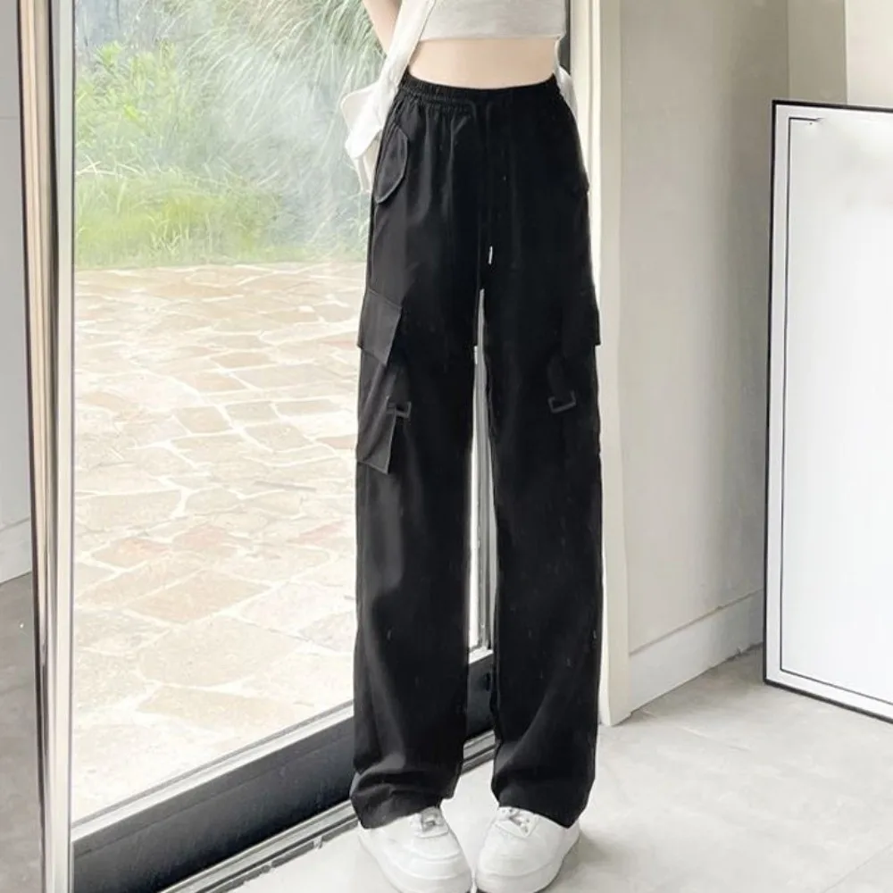 Large Pocket Baggy Cargo Pants American Vintage Y2K Wide Leg Sweatpants Multi-pockets High Waisted Women Trousers Dancing