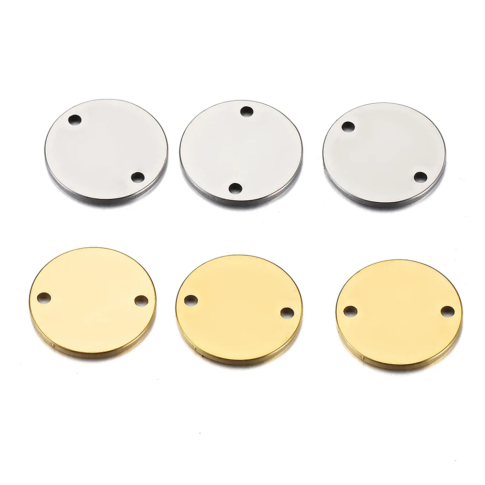 10 Stück Edelstahl Runde Charms Doppellöcher Anhänger Halskette Armband Verbinder für Schmuckherstellung DIY Ohrring Anhänger – Detail 9
