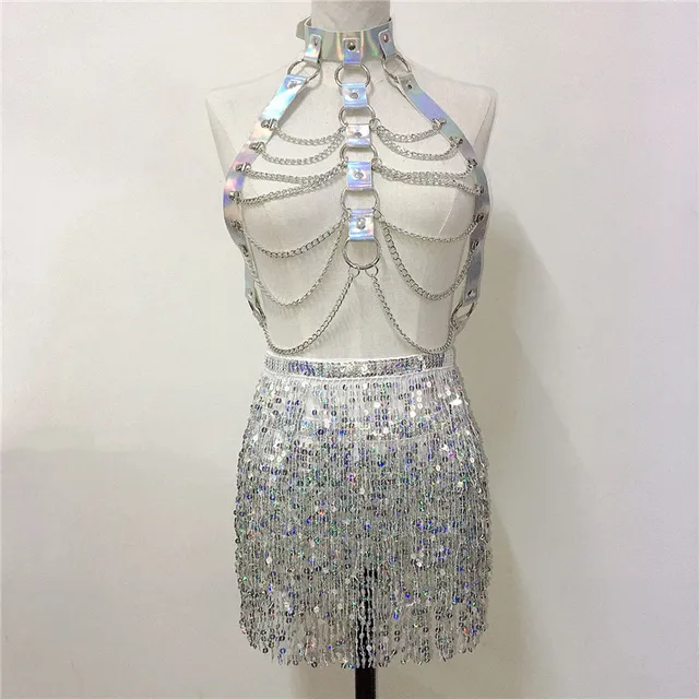 Holographic Laser Harness Tops and Fringe Skirt 4
