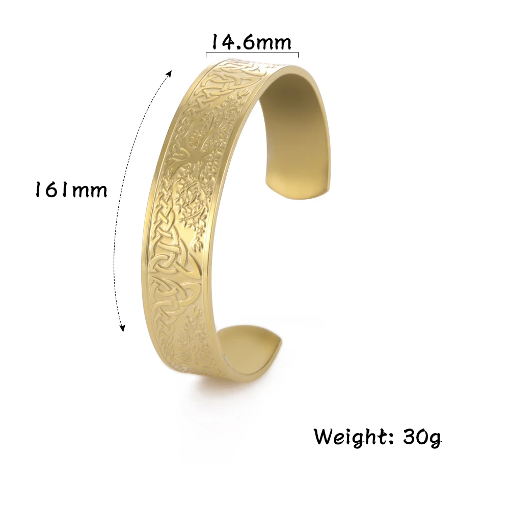 Simple Stainless Steel Tree of Life Open Bracelet For Women