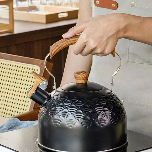 Whistling Tea Kettle Tea Pot Wood Handle Large Capacity Electric Induction  Gas Anti Rust Water Kettle For Household Camping - Water Kettles -  AliExpress