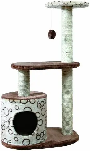 

Cat Tree with Condo | 2 Platforms | Dangling Cat Toy, Cream, 1 level Garden of banban игрушки для кошек рыбк