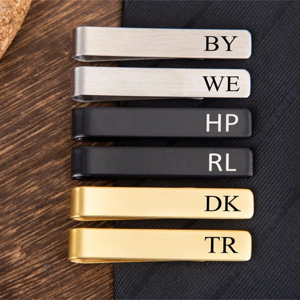 

Stainless Steel Tie Clips Personalized Jewelry Engraved Name Tie Clip Custom Dad Tie Bar Best Man Gift Groomsmen Bride Father