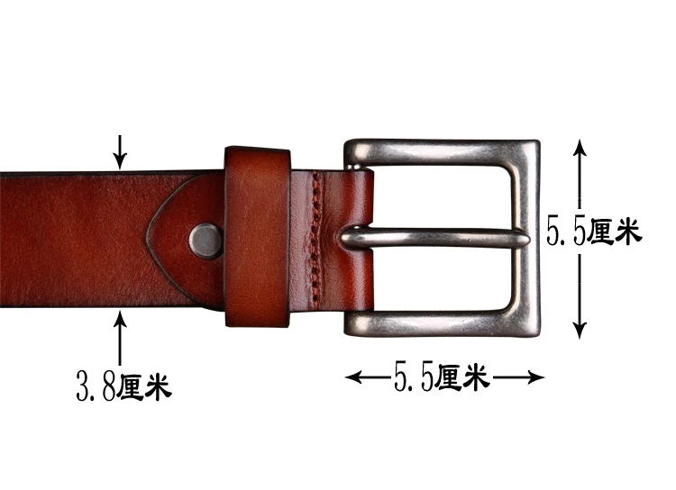 3.8CM High Quality Genuine Leather Rivet Belts for Men Brand Strap Male Pin Buckle Fancy Vintage Cowboy Jeans Belt Cool Punk