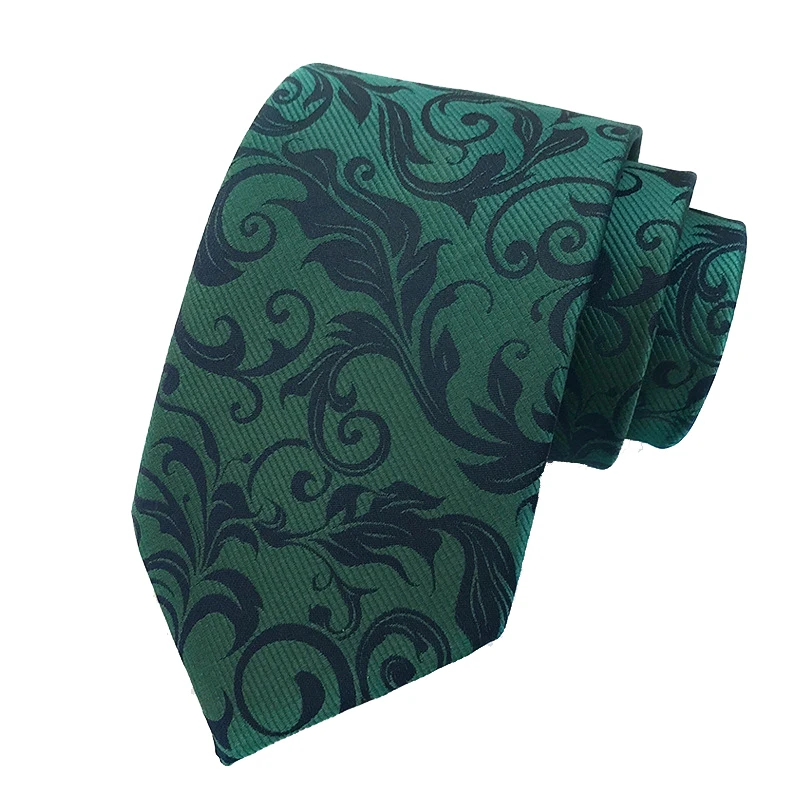 Neck Tie Fashion 8CM Mens Necktie Polka Dot Stripes Paisley Ties Man Jacquard Woven Ascot Green Color Business Party Accessories