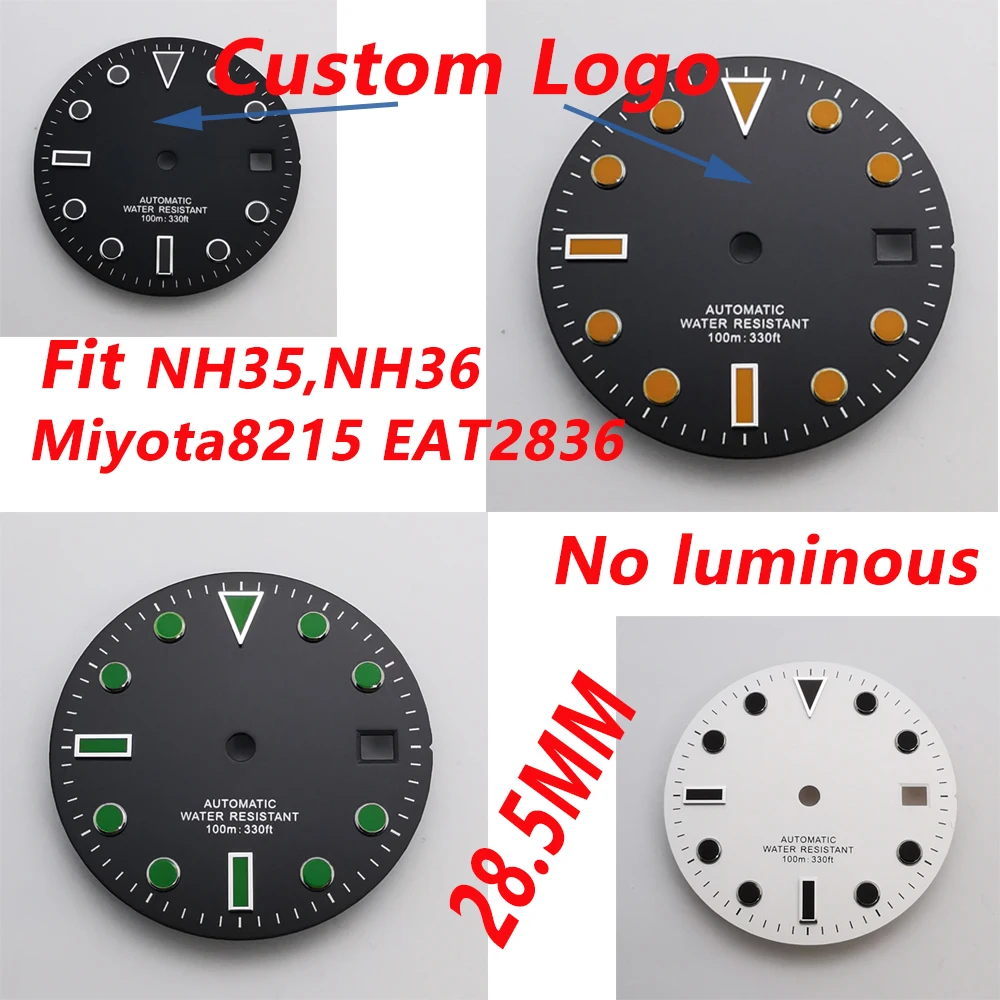 

Custom Logo 28.5mm Sterile Watch Dial Fit NH35 NH36 Miyota 8215/8205 DG2813 ETA 2824/2836 Movement