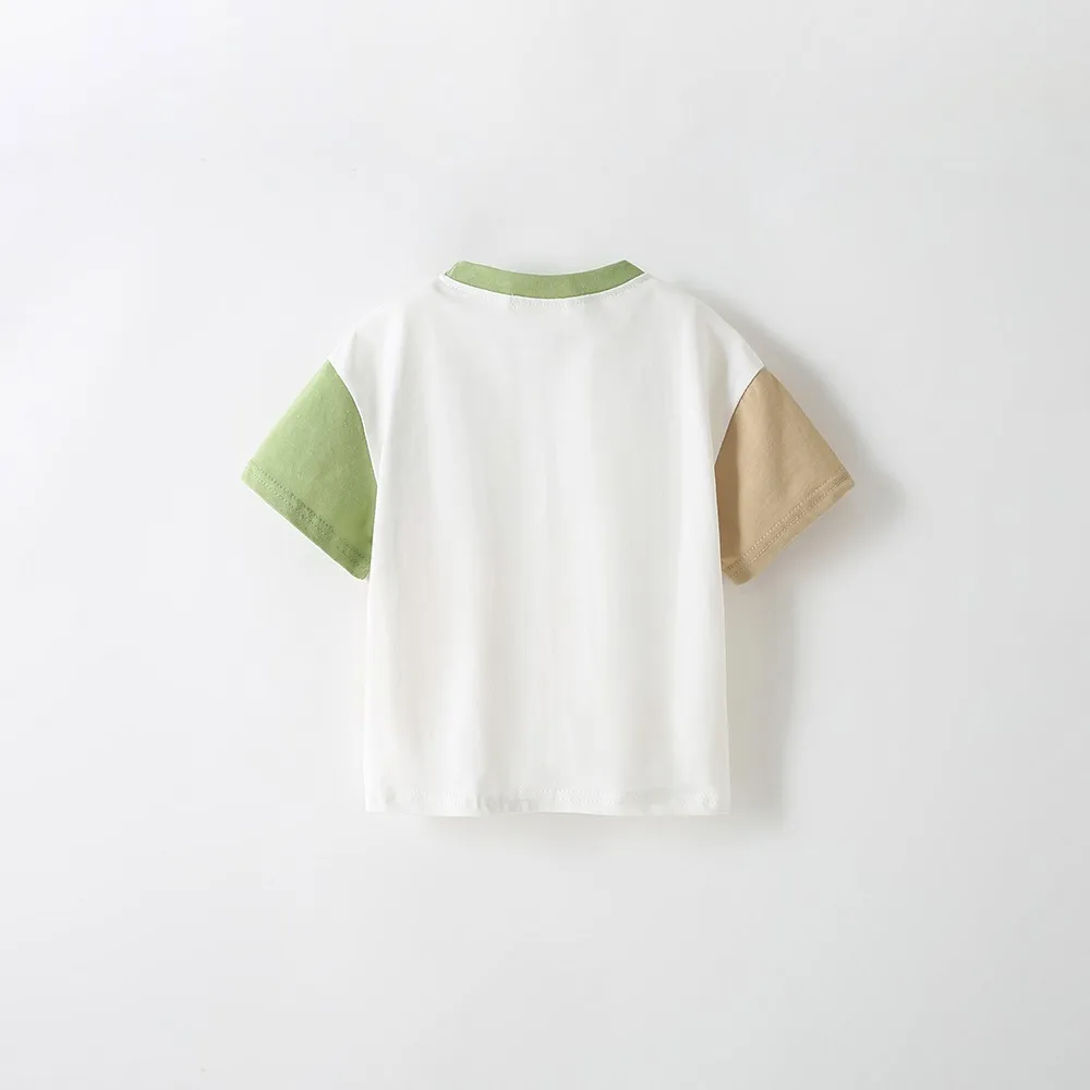 Fashion Splicing Short Sleeves Child Summer Clothes Casual Loose TShirt Kids Boys New Design Tees  Mickey Print Round Neck Tops 2